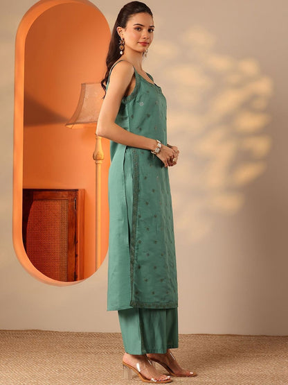 Women Ethnic Motifs Embroidered Regular Thread Work Kurta with Palazzos & With Dupatta
