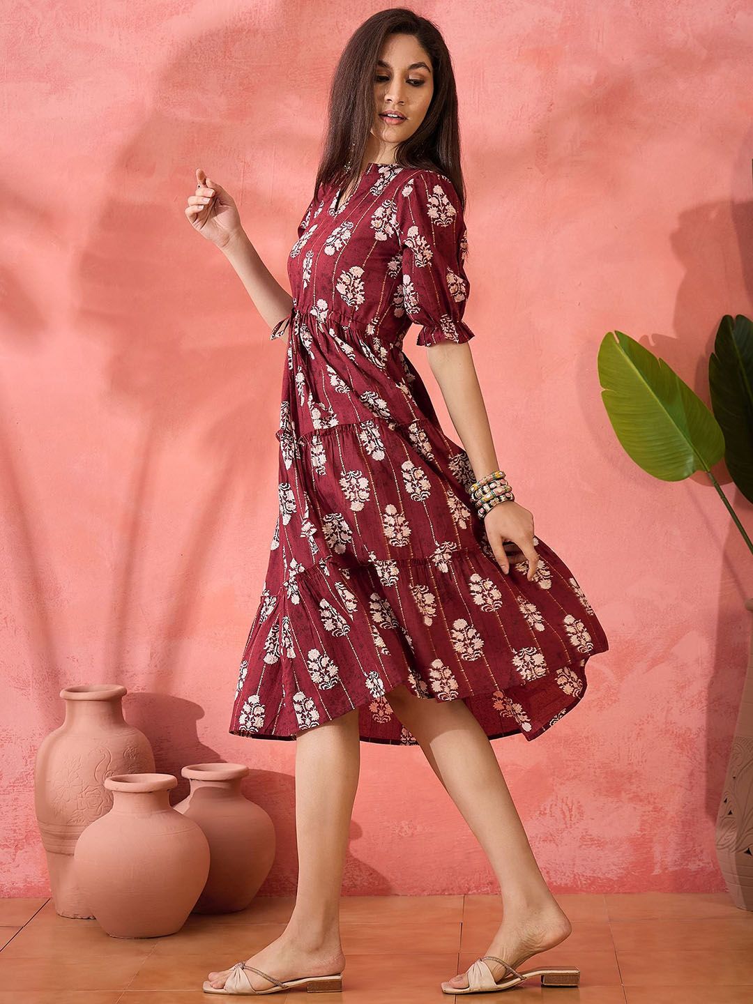 Women Printed Pure Cotton A-Line Ethnic Dress