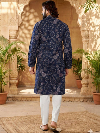 Men Ethnic Motifs Embroidered Regular Thread Work Kurta with Trousers