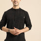 Men Black Woven Design Kurta