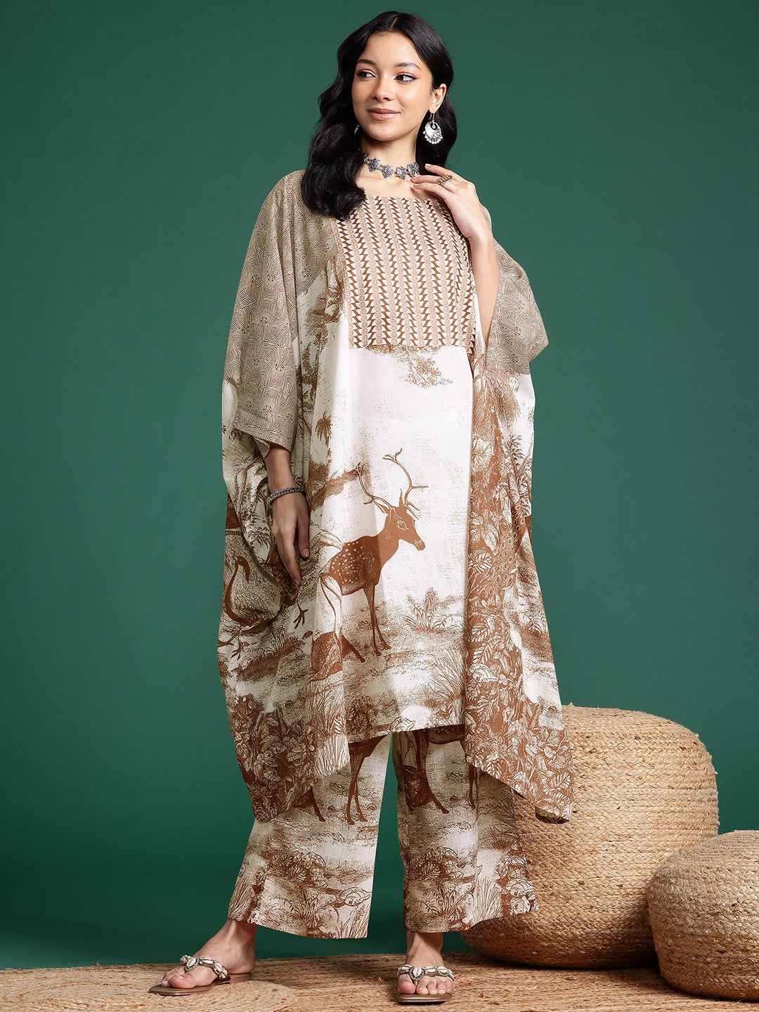 Animal Print Kaftan with Palazzos