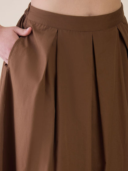 Lace Detail Cotton Solid Vest Top with Skirt