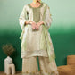 Green Striped Beads & Stones Organza Straight Kurta & Palazzos With Dupatta