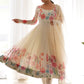 Floral Printed Silk Anarkali Kurta With Trousers & Dupatta