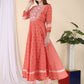 Women Peach-Coloured Ethnic Motifs Embroidered Mirror Work Pure Cotton Kurta with Trousers & With Dupatta