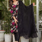 Women Floral Printed High Slit Thread Work Kurta with Trousers & With Dupatta