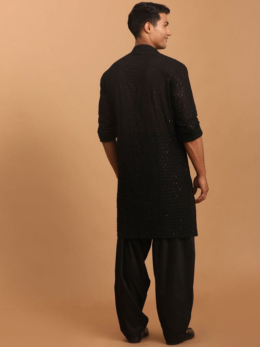 Men Georgette Sequence Semi Sheer Kurta With Patiala