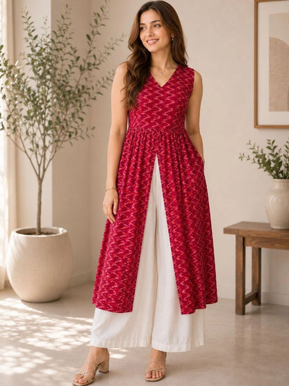 Women Ethnic Motifs Printed Empire Pure Cotton Kurta with Palazzos