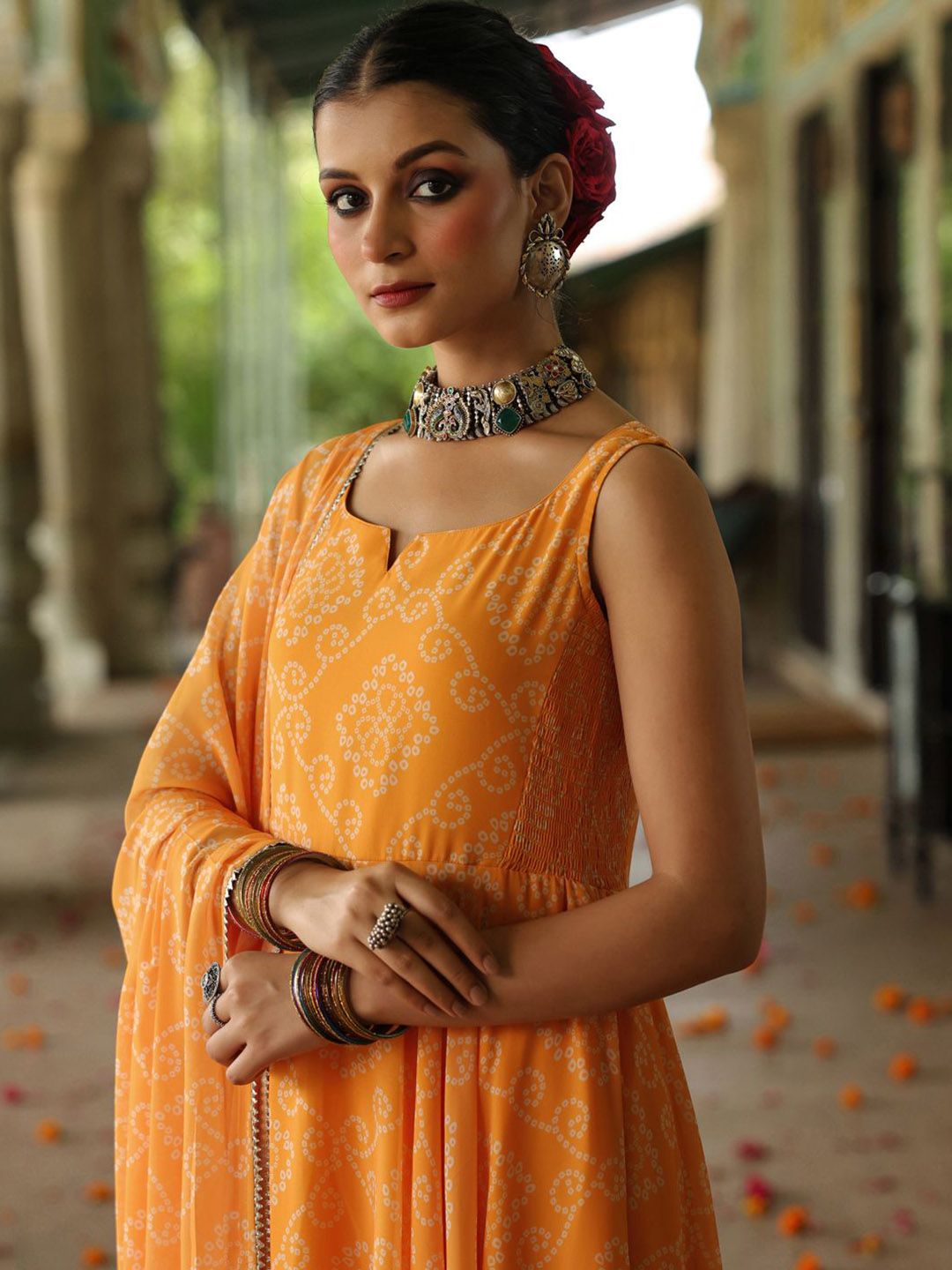 Women Ethnic Motifs Printed Anarkali Kurta with Trousers & Dupatta