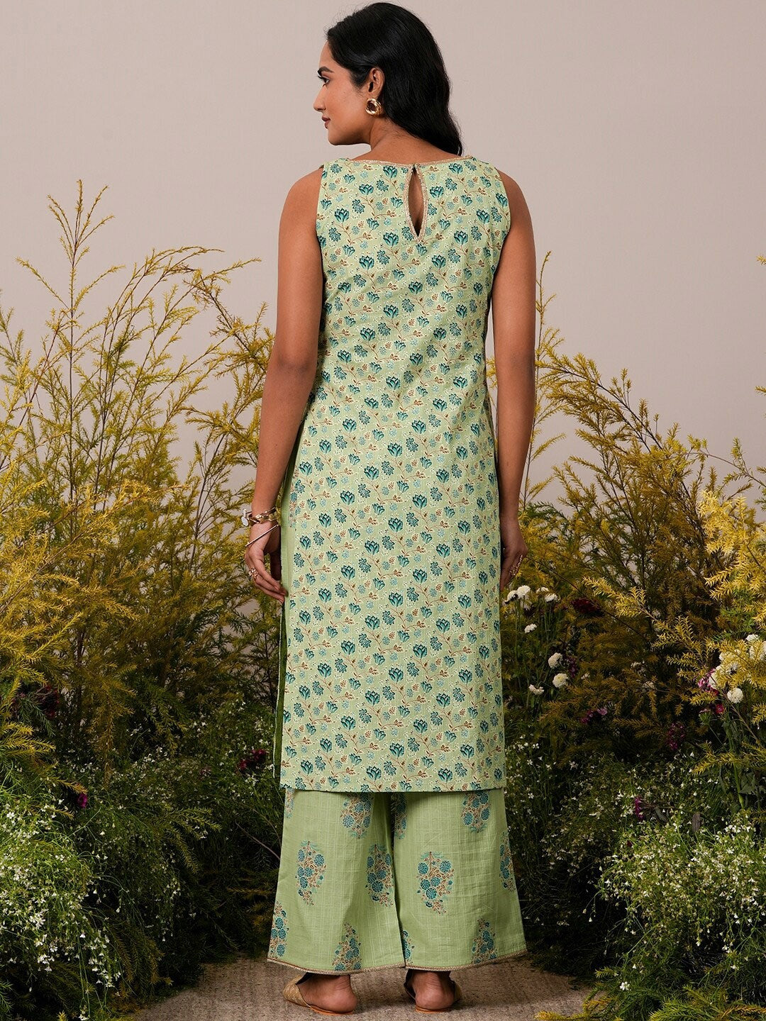 Floral Printed Regular Pure Cotton Kurta with Palazzos