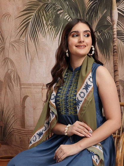 Women Yoke Design Empire Kurta with Salwar & With Dupatta