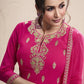 Floral Embroidered Regular Georgette Straight Kurti With Sharara & Dupatta