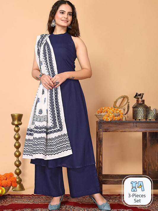 A Line Kurta with Palazzos & Dupatta