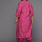 Women Pink Plus size Silk Blend Kurta Salwar Set