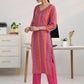 Women Striped Regular Thread Work Kurta with Trousers & With Dupatta