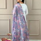 Women's Rayon Blend Embroidered A-line Kurta with Rayon Blend Pant and Organza Printed Dupatta Sets