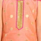 Girls Peach-Coloured Layered Kurti with Dhoti Pants & With Dupatta