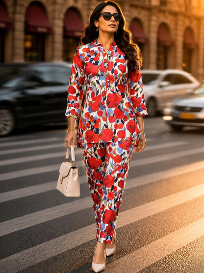 Floral Printed Top with Trousers
