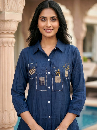 Embroidered Shirt with Trousers