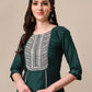 Women Green Silk Blend Kurta Palazzo Dupatta Set