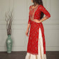 Red Rayon Kurta & White Sharara set