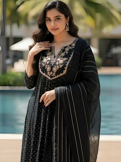 Women Ethnic Motifs Printed Panelled Kurta with Trousers & With Dupatta - Amy's Cart