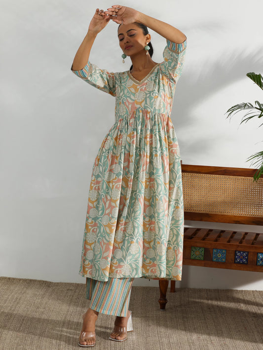 Women Silk Blend Kurta Palazzo Set