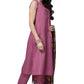 Women's Mauve Solid Cotton Blend Straight Kurta Pant Dupatta Set