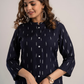 Women Navy Blue Printed Kurta with Trousers