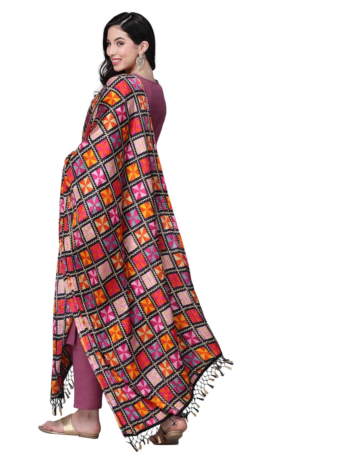 Women's Mauve Solid Cotton Blend Straight Kurta Pant Dupatta Set