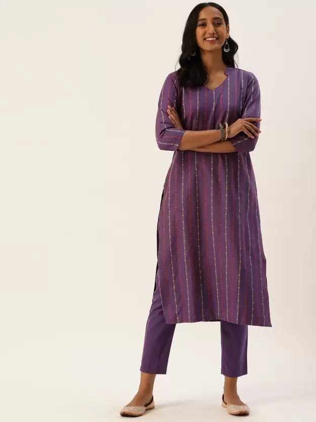 Women Purple Pure Cotton Kurta Pant Set