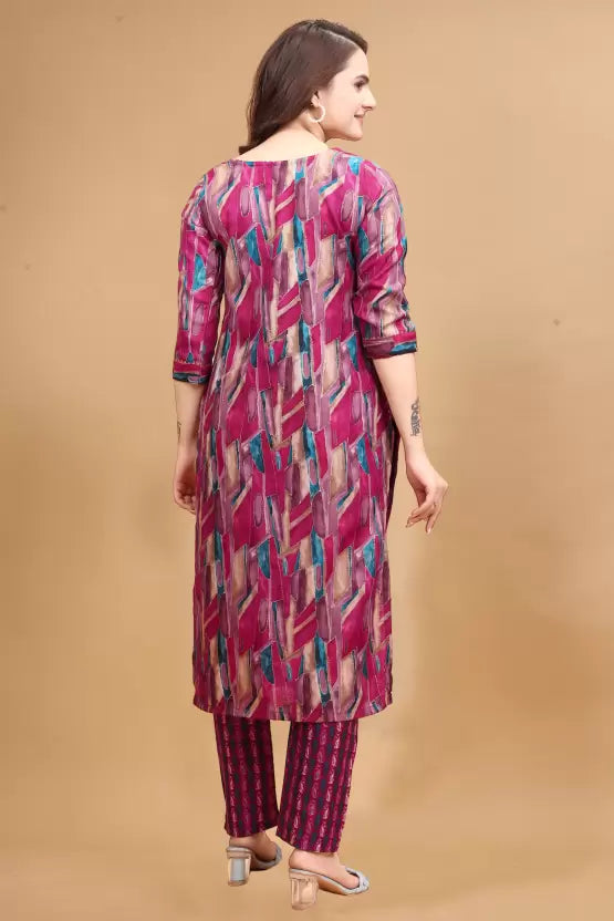 Women Cotton Rayon Kurti Pant Set