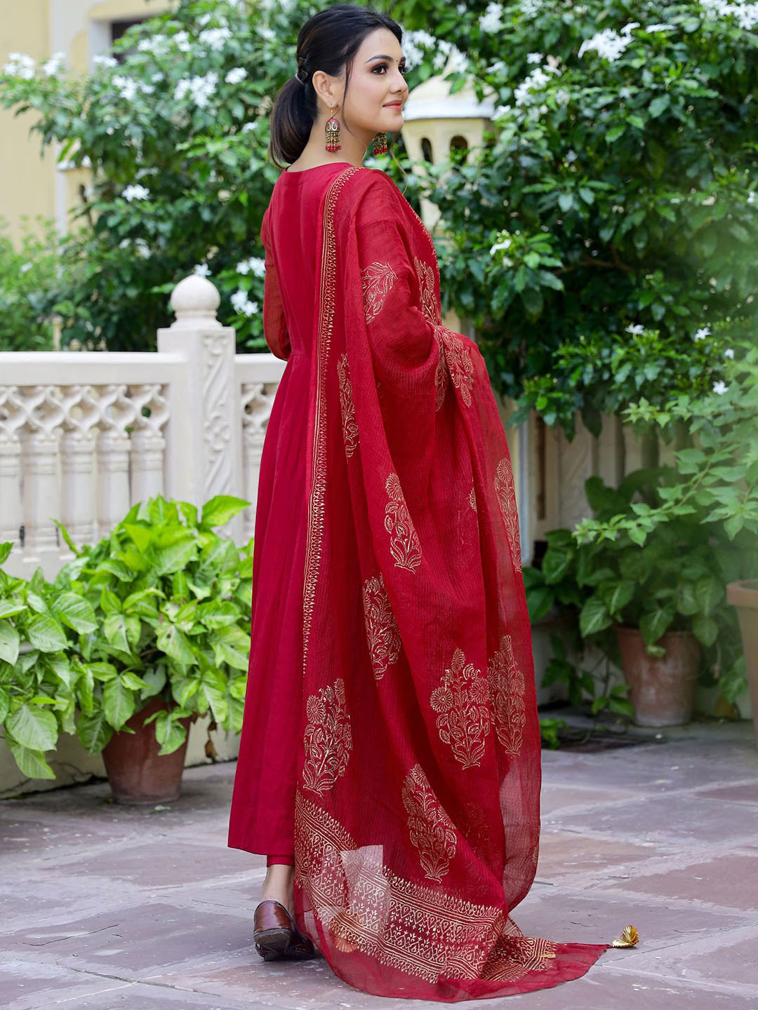 Anarkali Kurta with Trousers & Dupatta