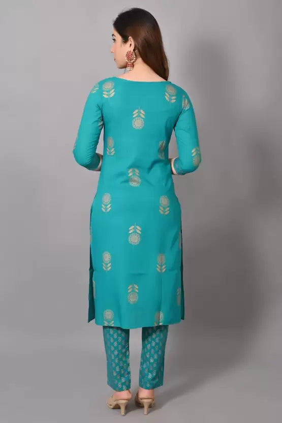 Women Blue Viscose Rayon Kurta Pant Dupatta Set