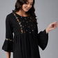 Black Floral Embroidered A-Line Top