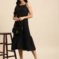 Black Pure Cotton A-Line Dress