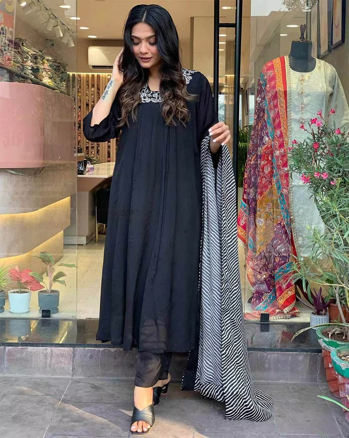 Women Embroidered A-Line Kurta Set with Dupatta