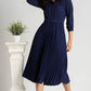 Women Trendy Pleated Blue Dress