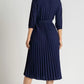 Women Trendy Pleated Blue Dress