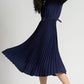 Women Trendy Pleated Blue Dress