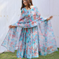 Floral Printed Gotta Patti Anarkali Kurta With Trousers & Dupatta