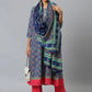 Blue & Mint Floral Printed Straight Kurta With Trousers & Printed Dupatta