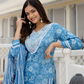 Floral Embroidered Regular Mirror Work Pure Cotton Kurta with Patiala & Dupatta