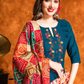 Floral Embroidered Regular Pure Cotton Kurta With Patiala & Dupatta