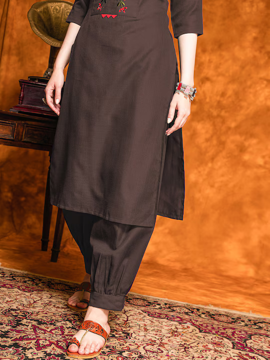 Women Ethnic Motifs Yoke Design Thread Work Pure Cotton Kurta with Salwar & Dupatta