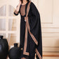 Black Ethnic Motifs Yoke Design Straight Kurta & Trousers With Dupatta