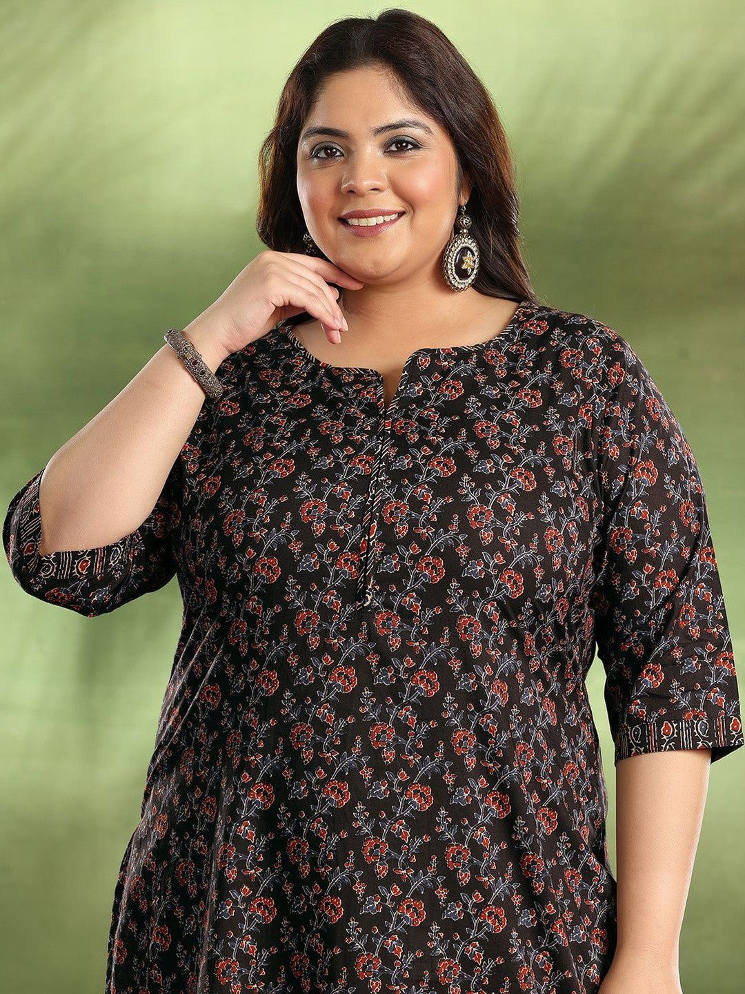 Women Plus Size Floral Printed Kurta with Palazzos & Dupatta