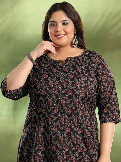 Women Plus Size Floral Printed Kurta with Palazzos & Dupatta