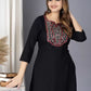 Casual Regular Sleeves Embroidered Women Black Top