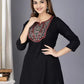 Casual Regular Sleeves Embroidered Women Black Top